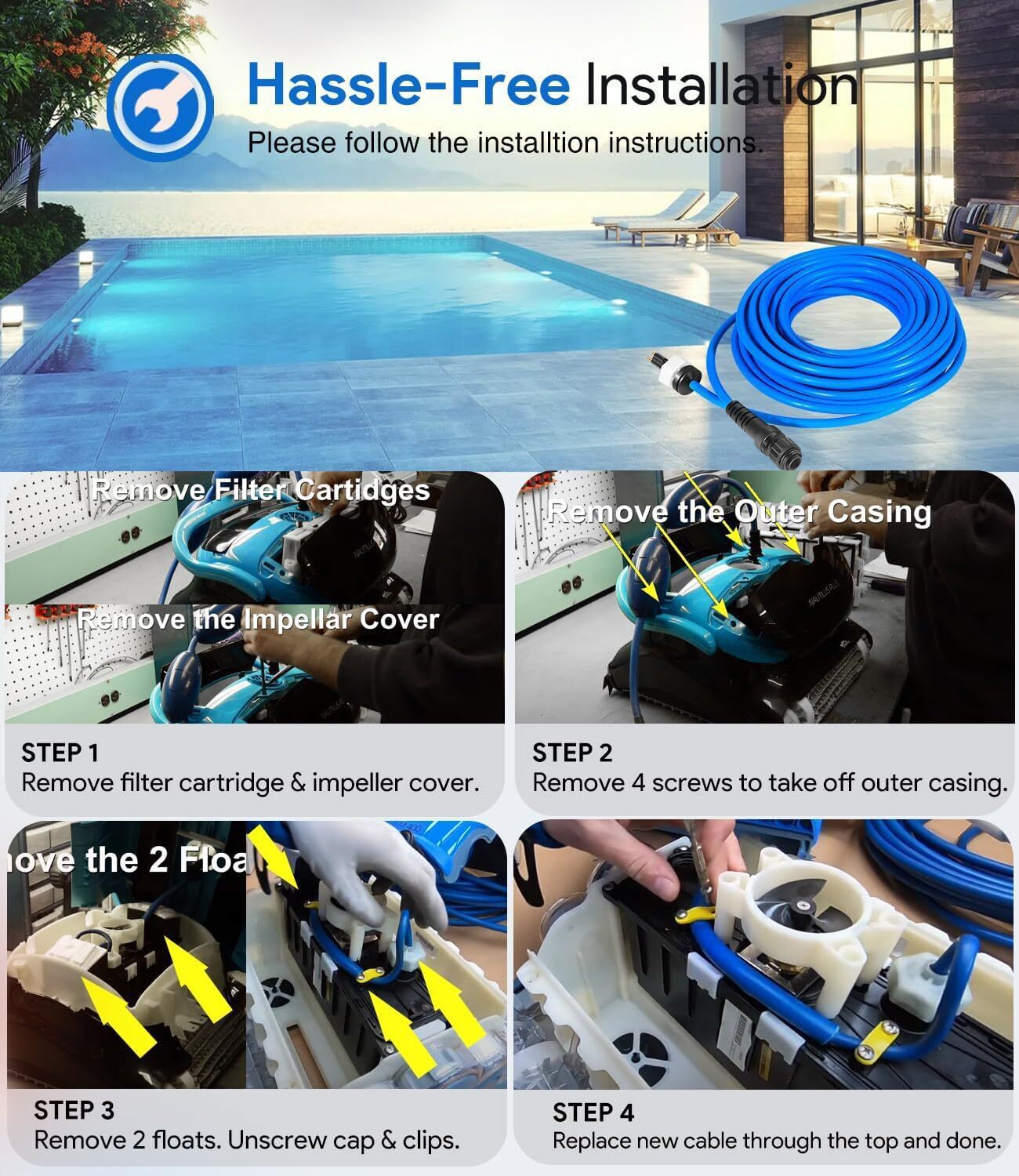 60ft 99958903-DIY Cable 2 Wire for Dolphin Maytronics Pool Cleaner S200 Active20