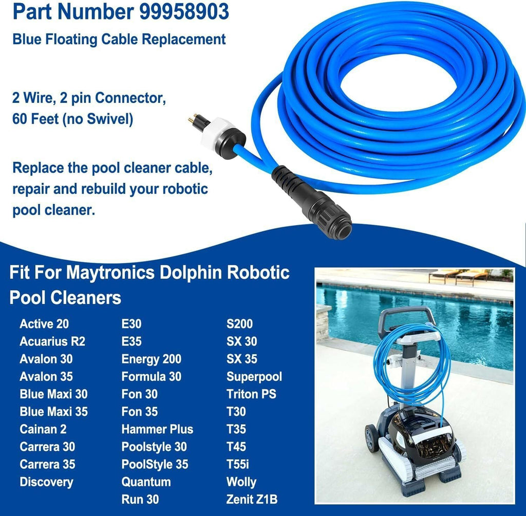 60ft 99958903-DIY Cable 2 Wire for Dolphin Maytronics Pool Cleaner S200 Active20