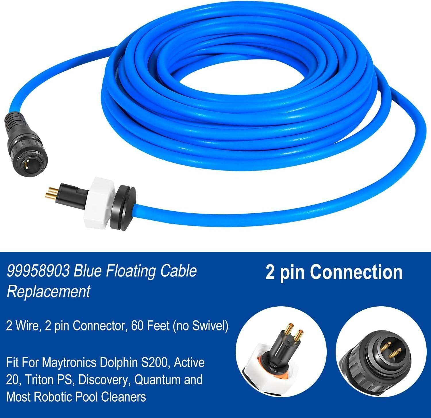 60ft 99958903-DIY Cable 2 Wire for Dolphin Maytronics Pool Cleaner S200 Active20