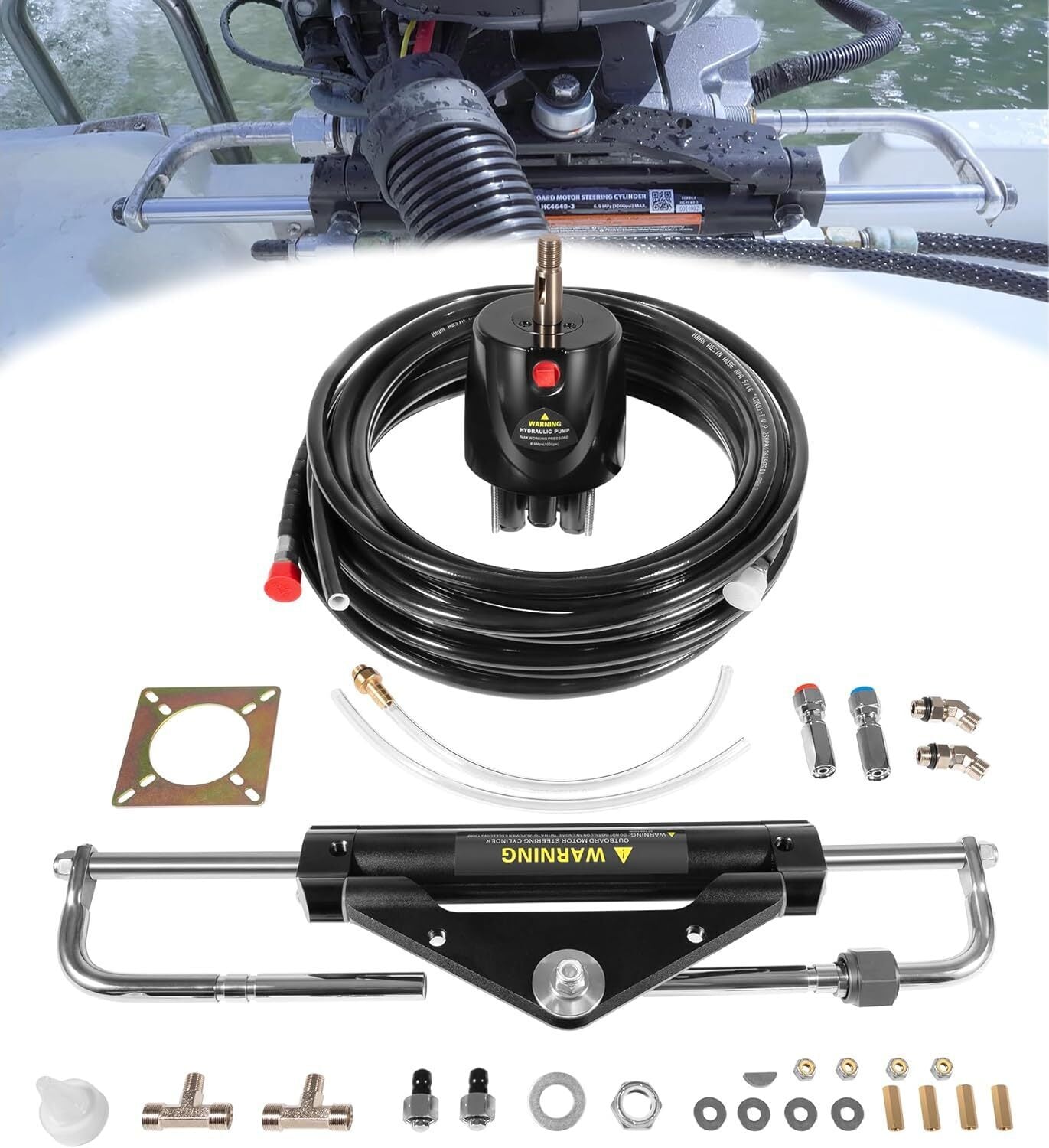 Boat Hydraulic Steering System Kit Marine Outboard Steering 150HP Outboard