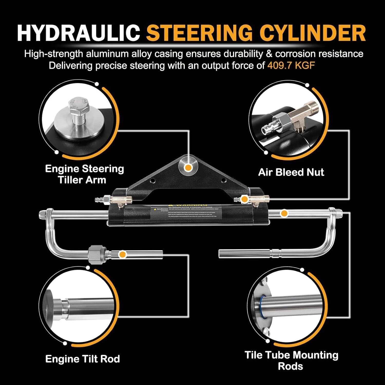 Boat Hydraulic Steering System Kit Marine Outboard Steering 150HP Outboard