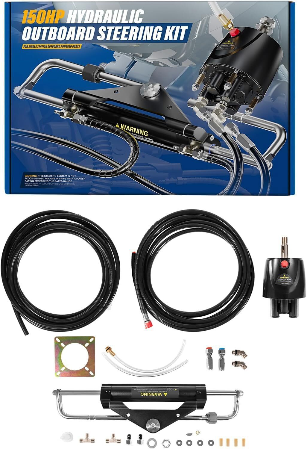 Boat Hydraulic Steering System Kit Marine Outboard Steering 150HP Outboard