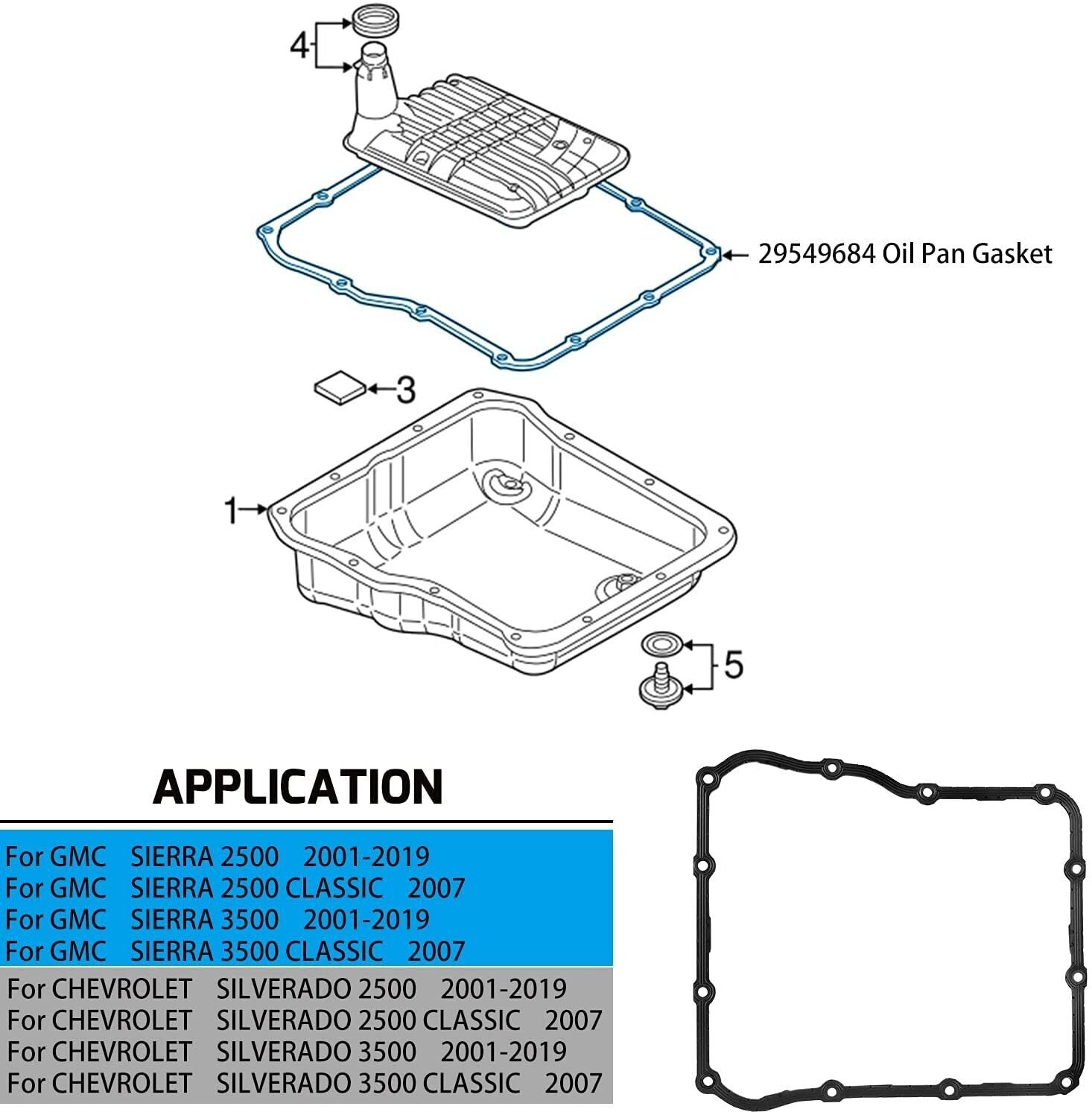 29549684 Allison Transmission Pan Gasket Filter Fluid For 2001-2019 Duramax 6.6L