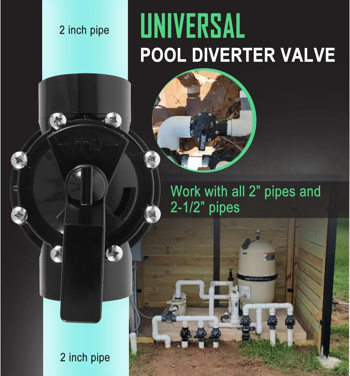 For Jandy 4716 2-Port 2 to 2-1/2-Inch Positive Seal NeverLube Valve Never Lube