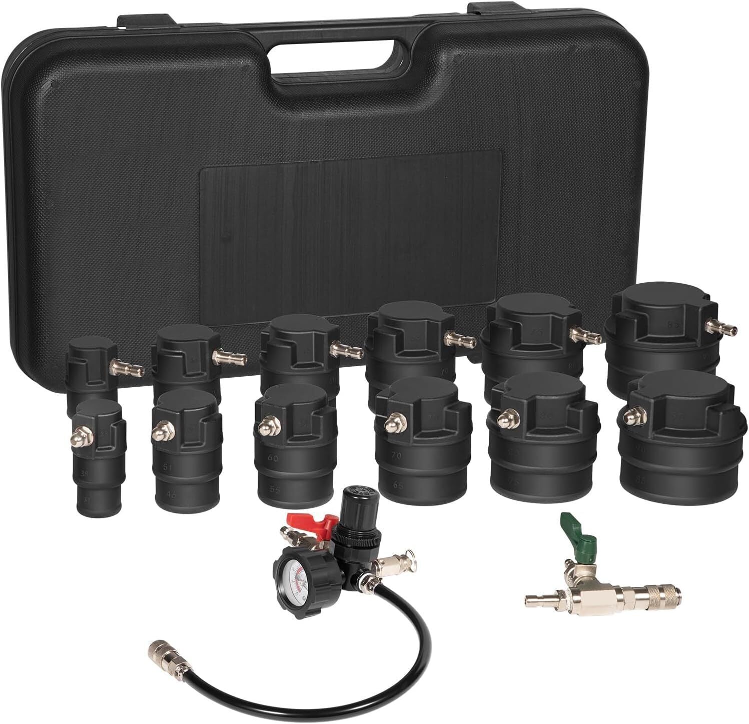 69910 14 Piece Turbo Air System Test Kit w/ Smoke Adapter 6 Pair Stepped Adapter