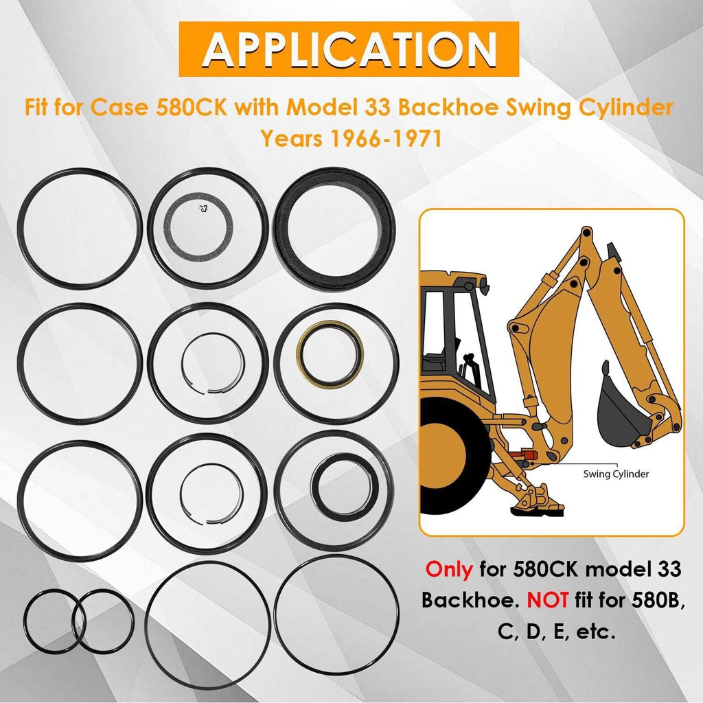 Seal Kit for Case 580CK Model 33 Loader Bucket Tilt w/Snap in OR Press in wiper
