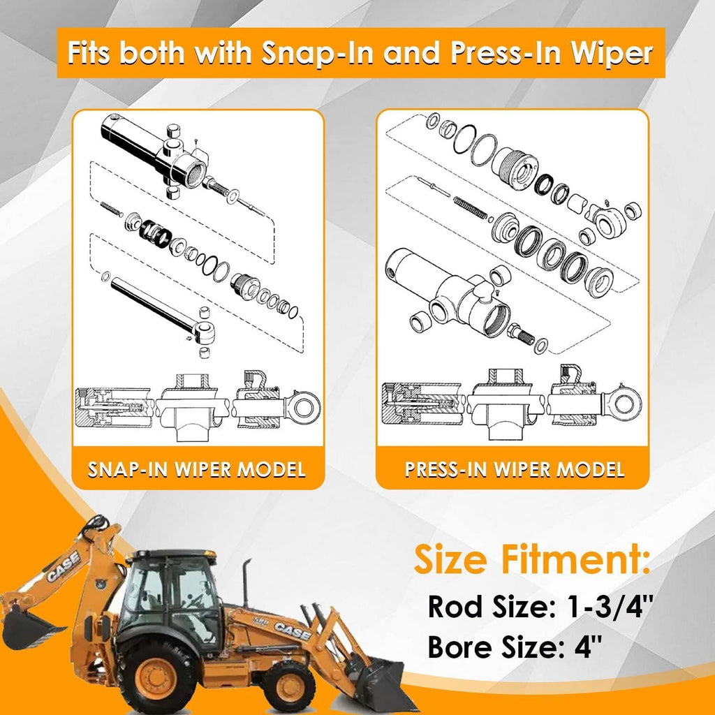 Seal Kit for Case 580CK Model 33 Loader Bucket Tilt w/Snap in OR Press in wiper