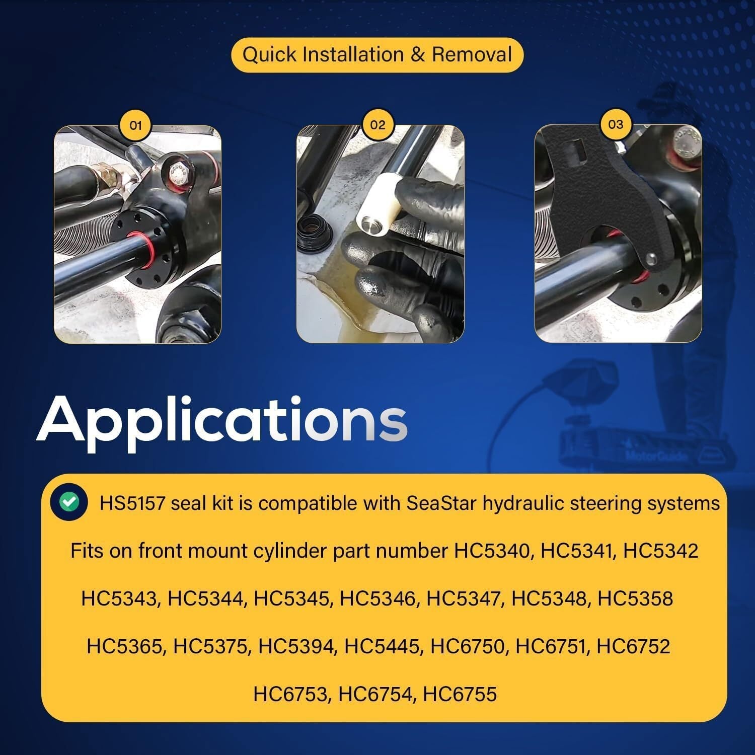 HS5157/HS5167 Hydraulic Steering Cylinder Seal Kit with Pin Wrench for Seastar
