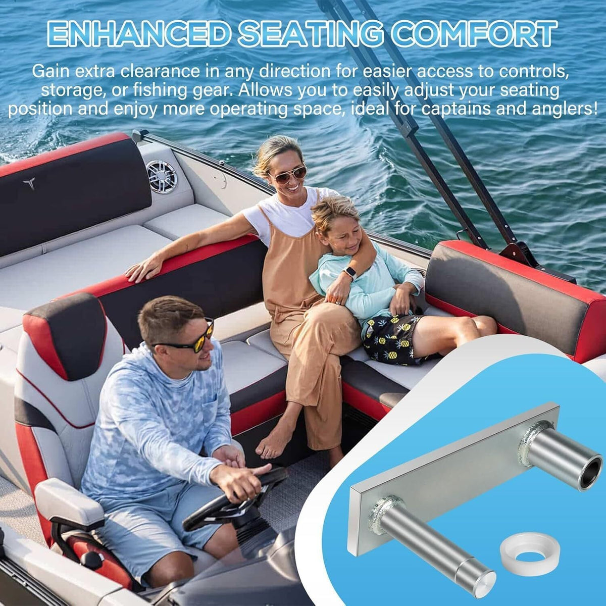 7062-3 6-Inch Offset 360-Degree Marine Seat Swivel Mount
