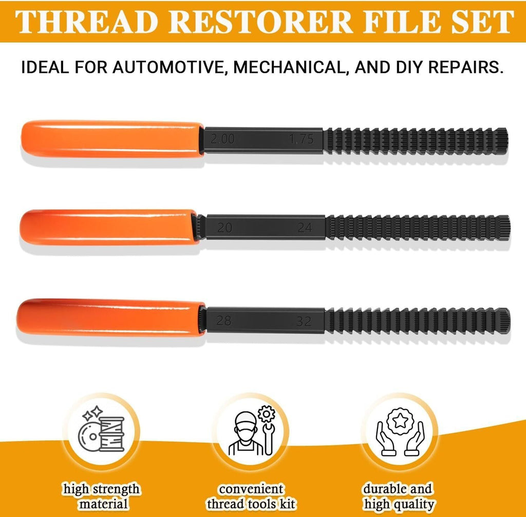 3Pcs/Set Thread Restorer File Chaser Set Metric & SAE Repair Hardward DIY 2573