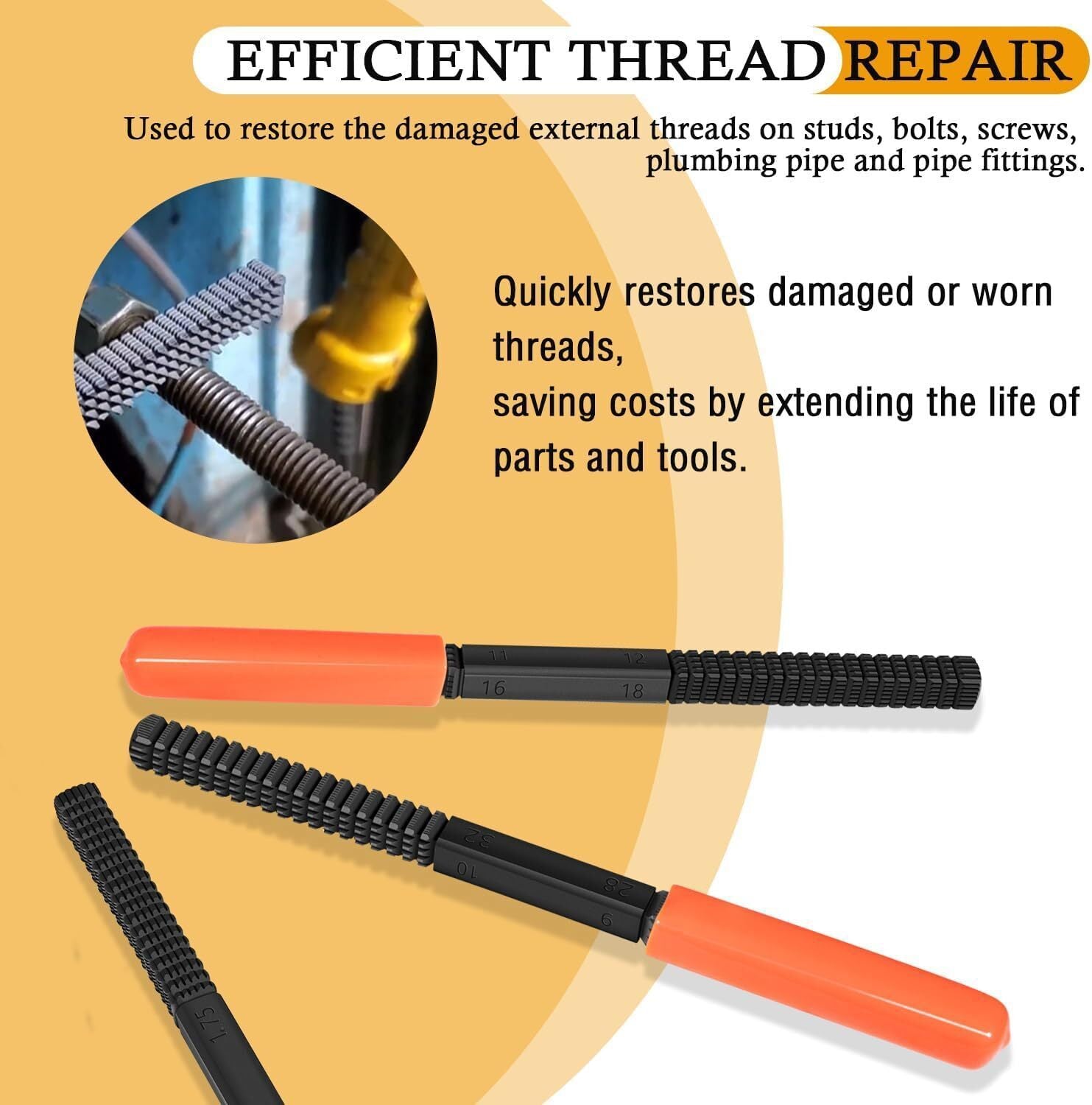 3Pcs/Set Thread Restorer File Chaser Set Metric & SAE Repair Hardward DIY 2573