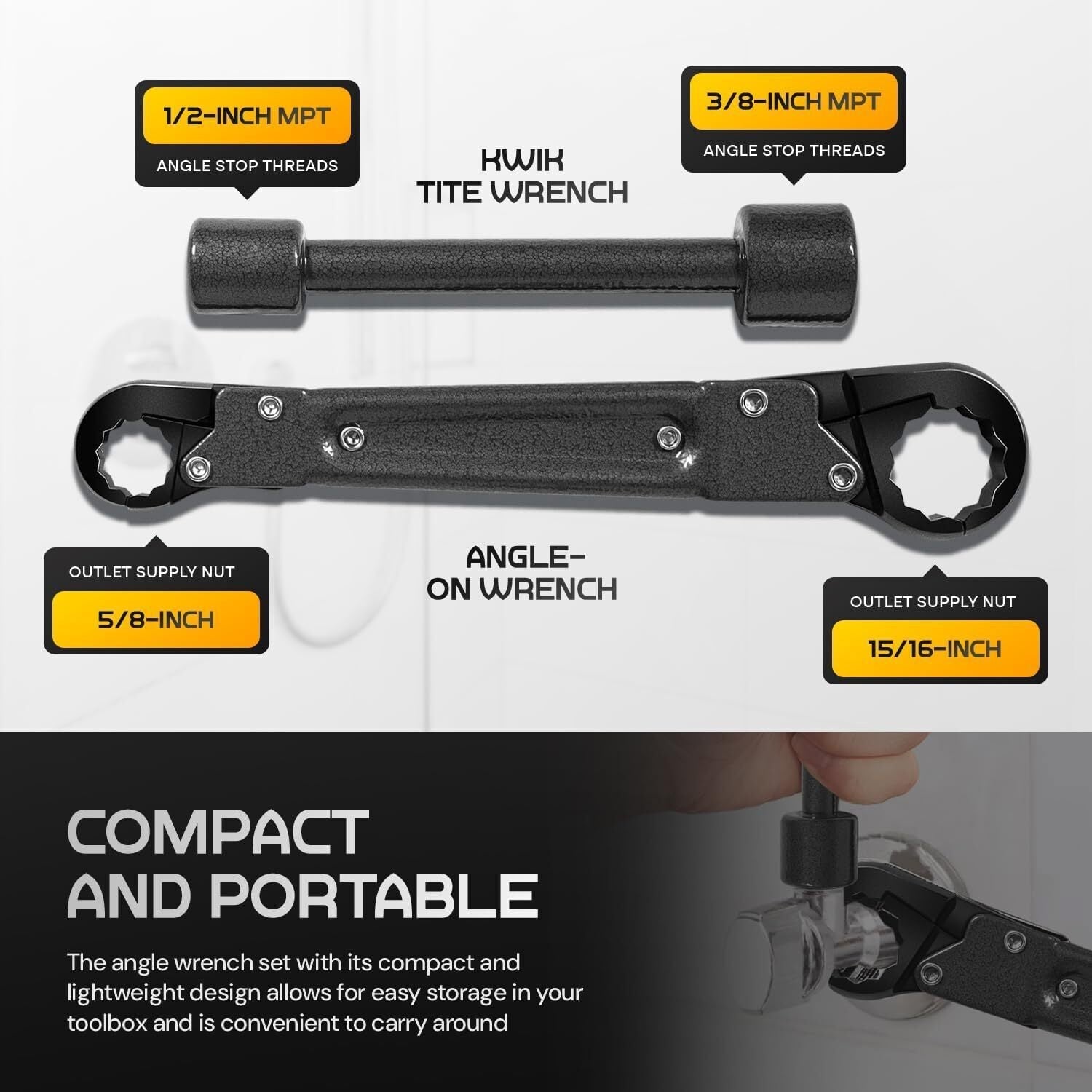 Angle Stop Wrench Kit Plumbing Tools Angle-on Wrench Plumber Wrench Removal Tool