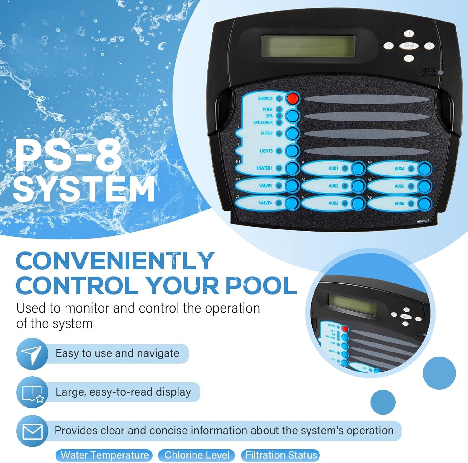 GLX-LOCAL-PS-8 Local Display & Keypad for Hayward Goldline AQL-PS-8-V, AQL-PS-8