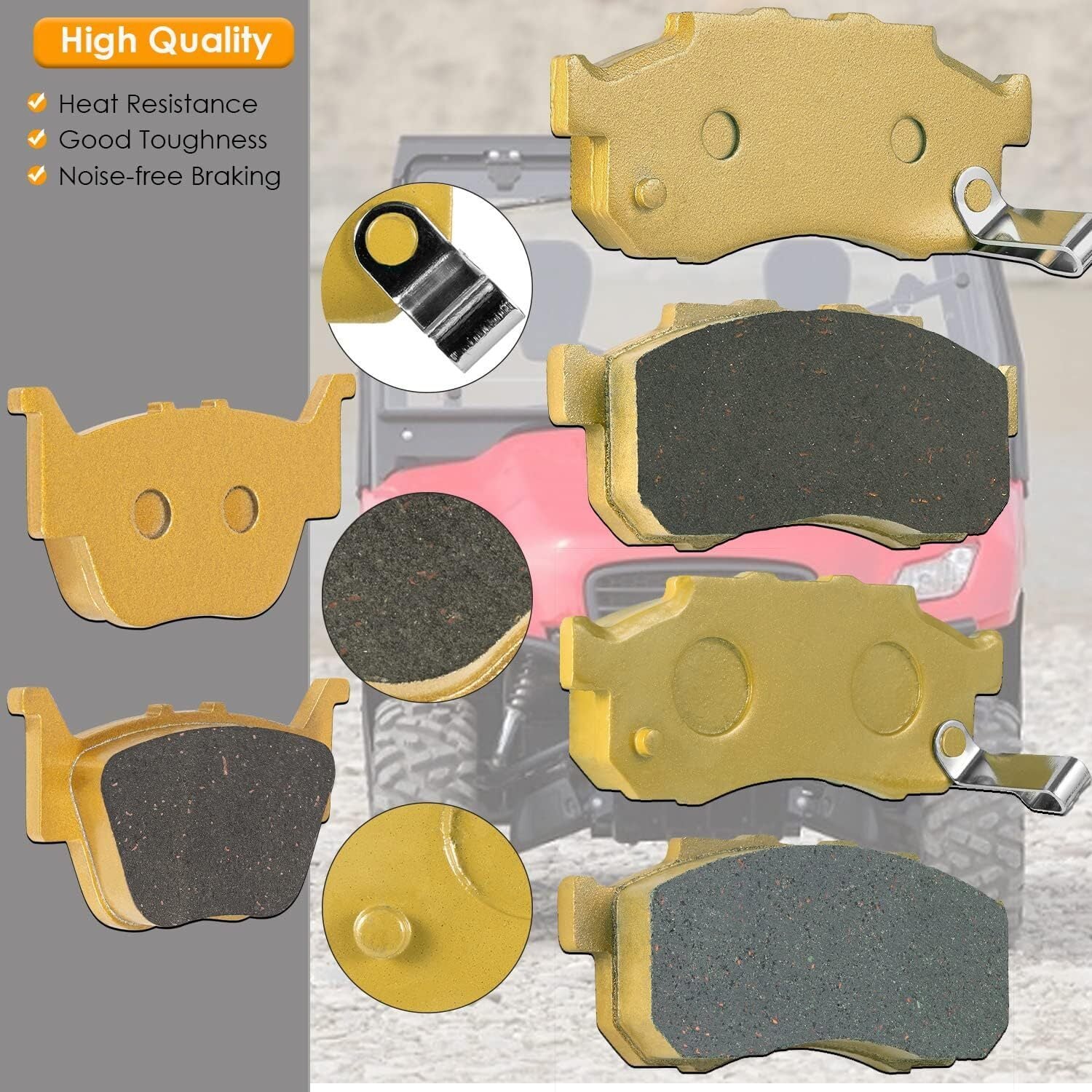 6Pcs Front Rear Ceramic Brake Pads for Honda Pioneer 700 500 700-4 2014-2021