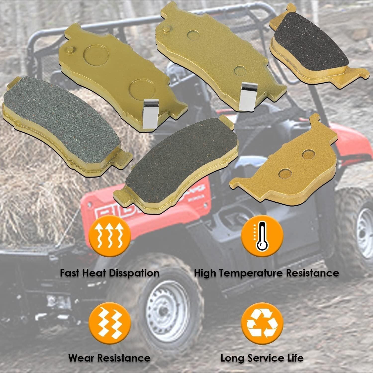 6Pcs Front Rear Ceramic Brake Pads for Honda Pioneer 700 500 700-4 2014-2021