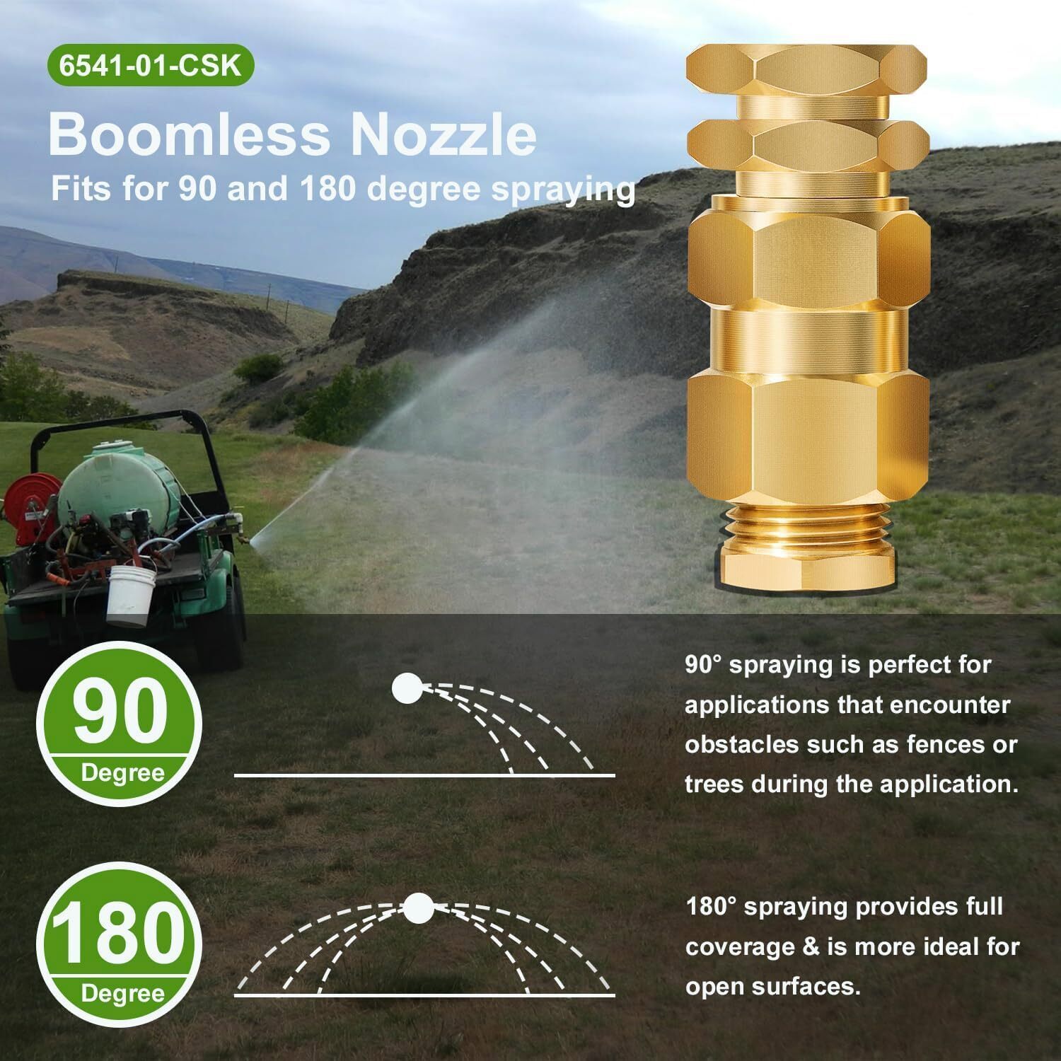 6541-01-CSK Boomless Broadcast Spray Nozzle 10 Orifices 90° 180°