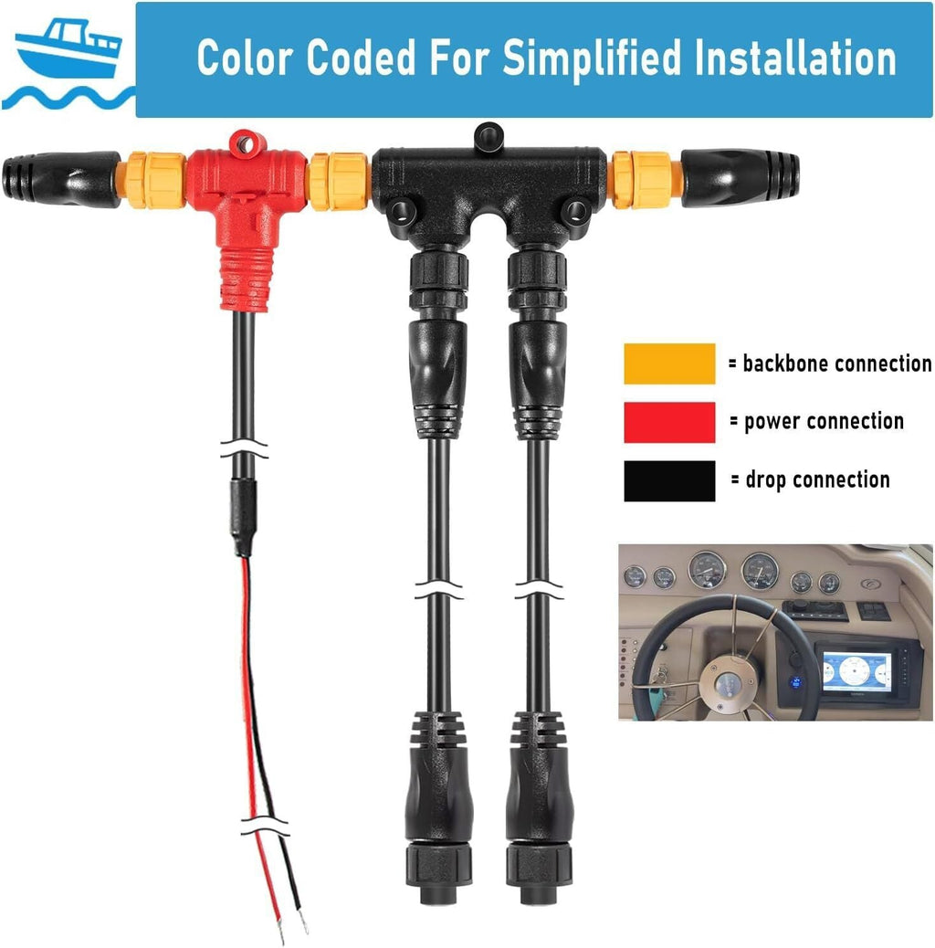NMEA 2000 2K Network Starter Kit Cable Tee Terminator for Lowrance Simrad Garmin