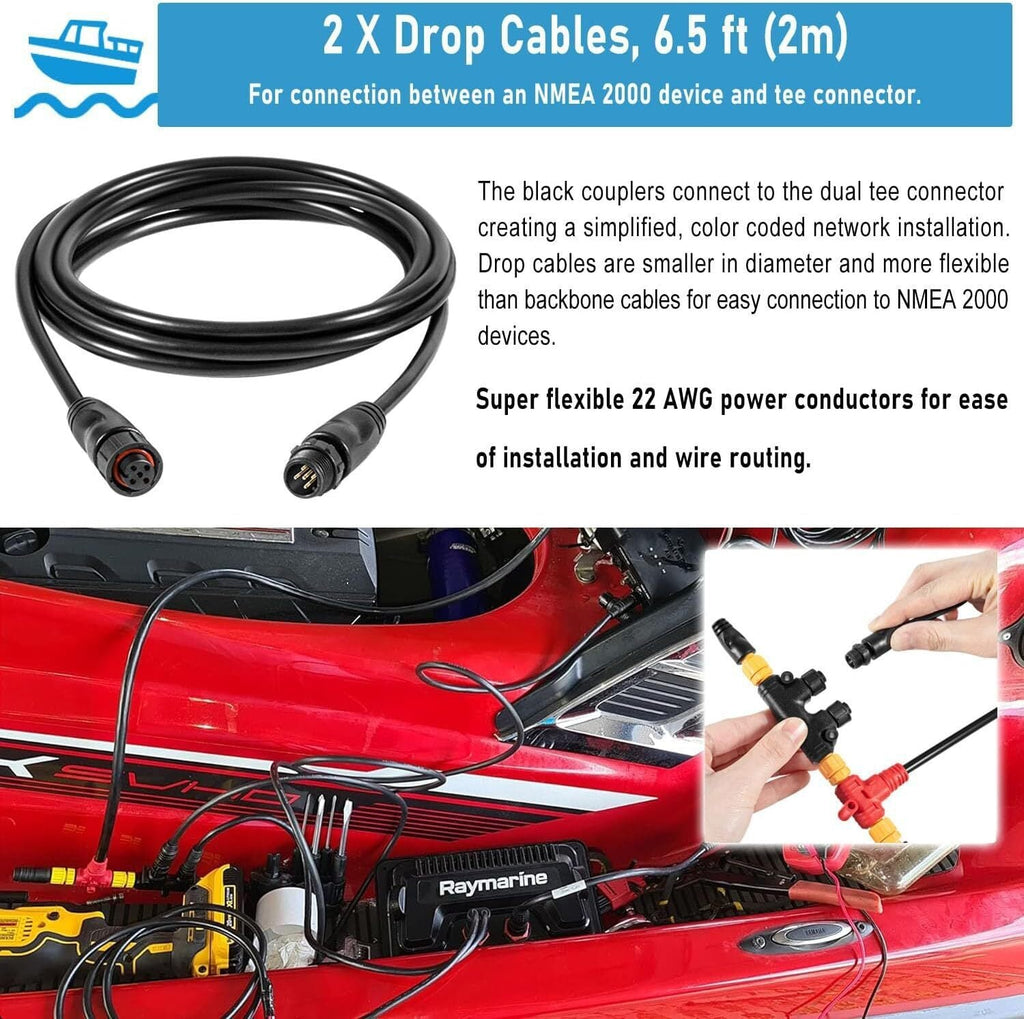 NMEA 2000 2K Network Starter Kit Cable Tee Terminator for Lowrance Simrad Garmin