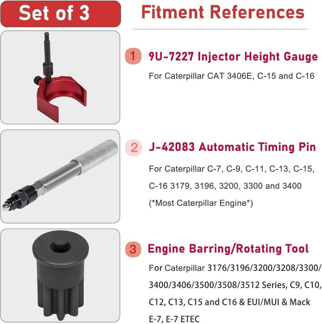 Timing Pin Injector Height Tool Barring Socket Steel Set for Cat 3406E C-15 C-16