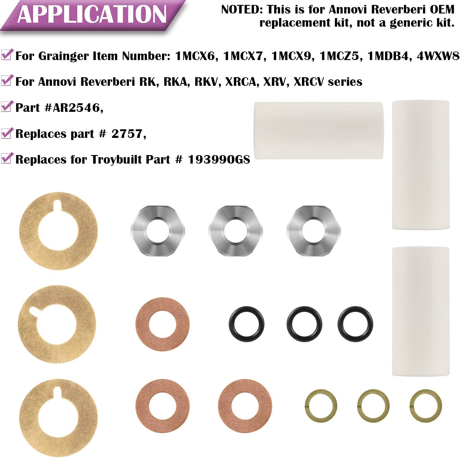 For Annovi Reverberi AR2546 Ceramic Plunger Repair Kit for RK RKA RKV 18mm Pump