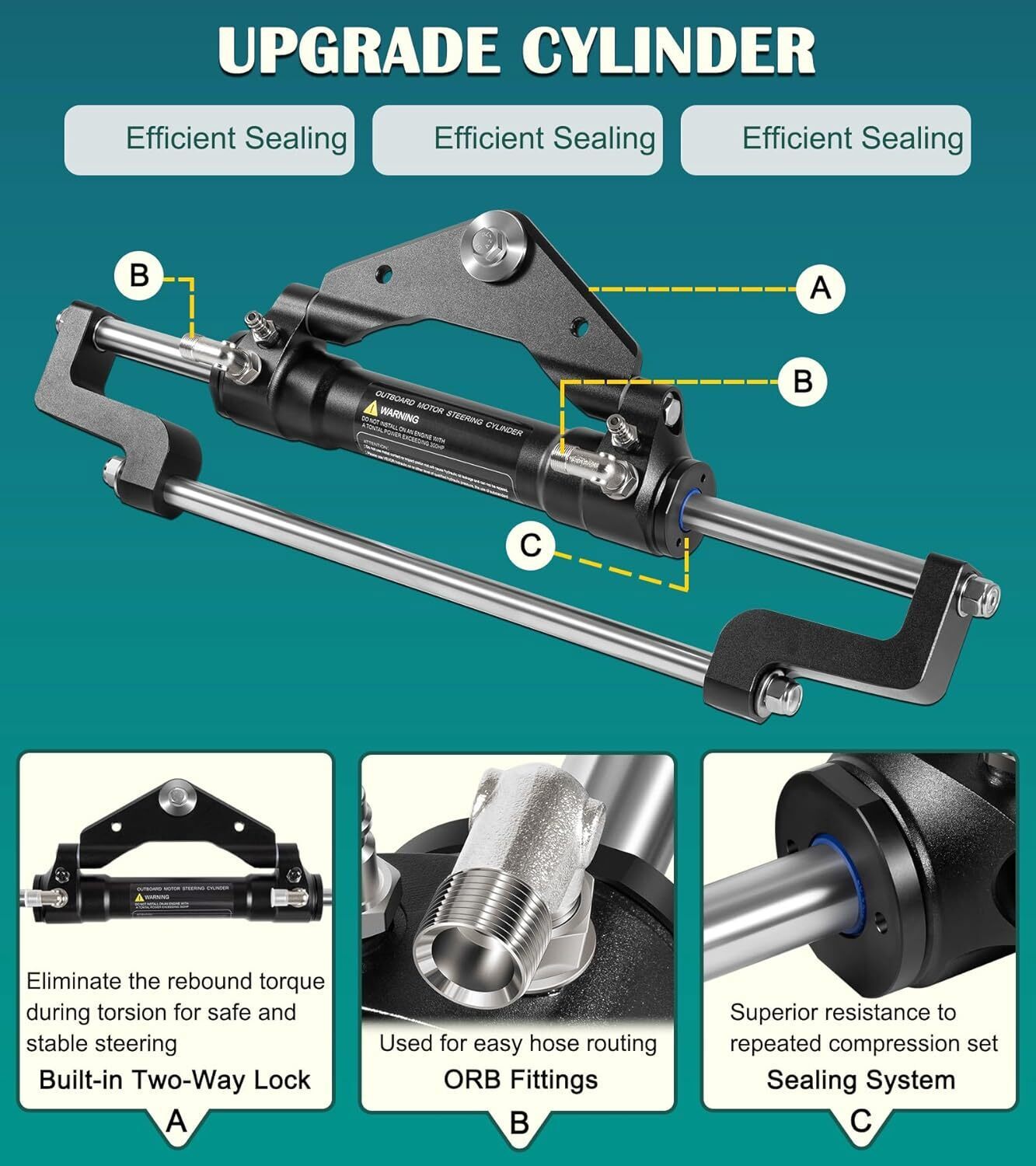 HC5345-3 Hydraulic Steering Cylinder for Outboard Boat up to 300HP 10.3MPa/1500P