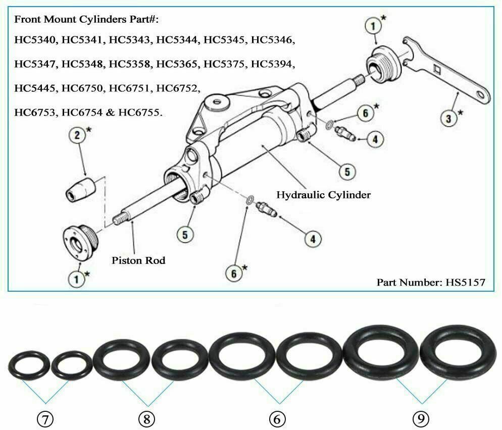 HS5167 Front Mount Hydraulic Steering Cylinder Seal Kit Bleed Kit for Seastar