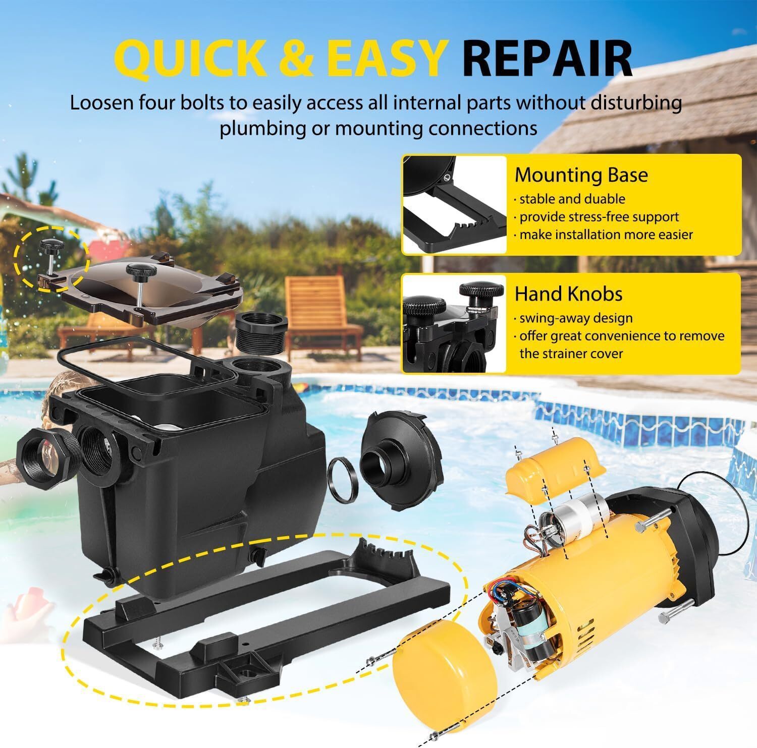 For Hayward W3SP2607X10 Super Pump Swimming Pool Pump,1 HP 115/230V Single Speed