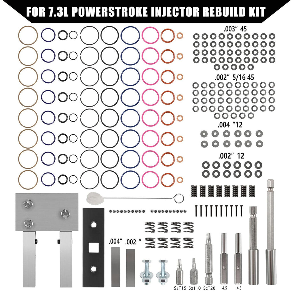 For Ford 7.3L PowerStroke Injector Rebuild Kit w/ Vice Clamp, Springs & O-Ring
