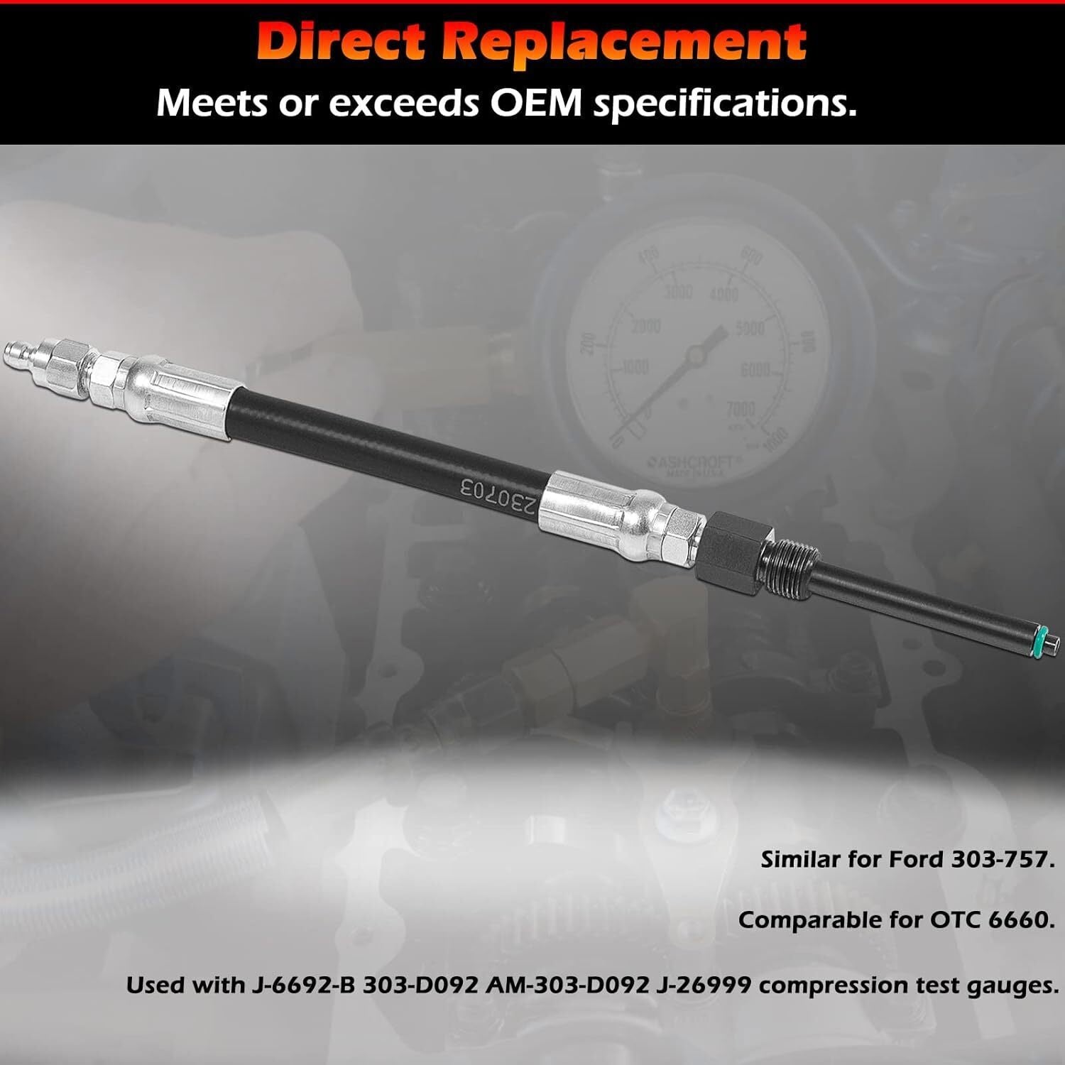 For 2003-2006 Ford 6.0L Diesel Compression Tester Adapter 6660 Hose with O-Ring