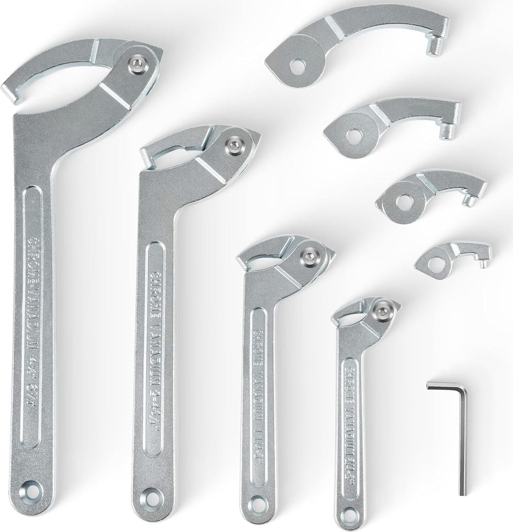 8Pcs Adjustable Hook C Pin Spanner Wrench Tool Set Nut Wrench 3/4" to 6-1/10"