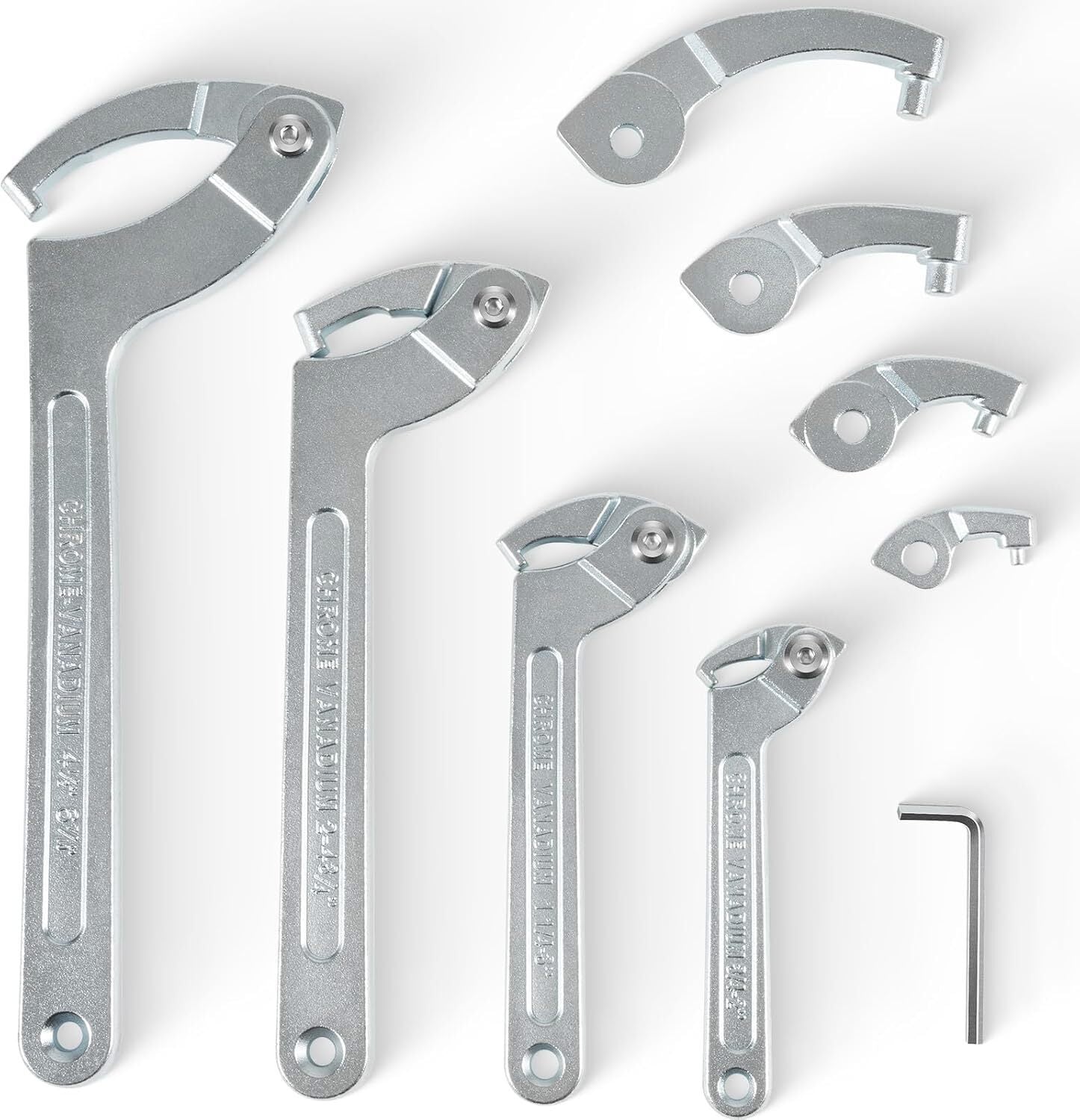 8Pcs Adjustable Hook C Pin Spanner Wrench Tool Set Nut Wrench 3/4" to 6-1/10"