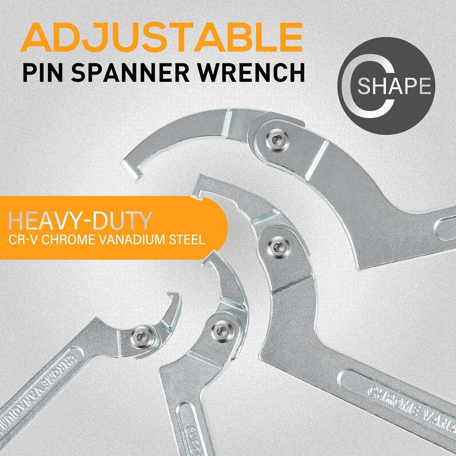 8Pcs Adjustable Hook C Pin Spanner Wrench Tool Set Nut Wrench 3/4" to 6-1/10"