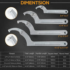 8Pcs Adjustable Hook C Pin Spanner Wrench Tool Set Nut Wrench 3/4" to 6-1/10"