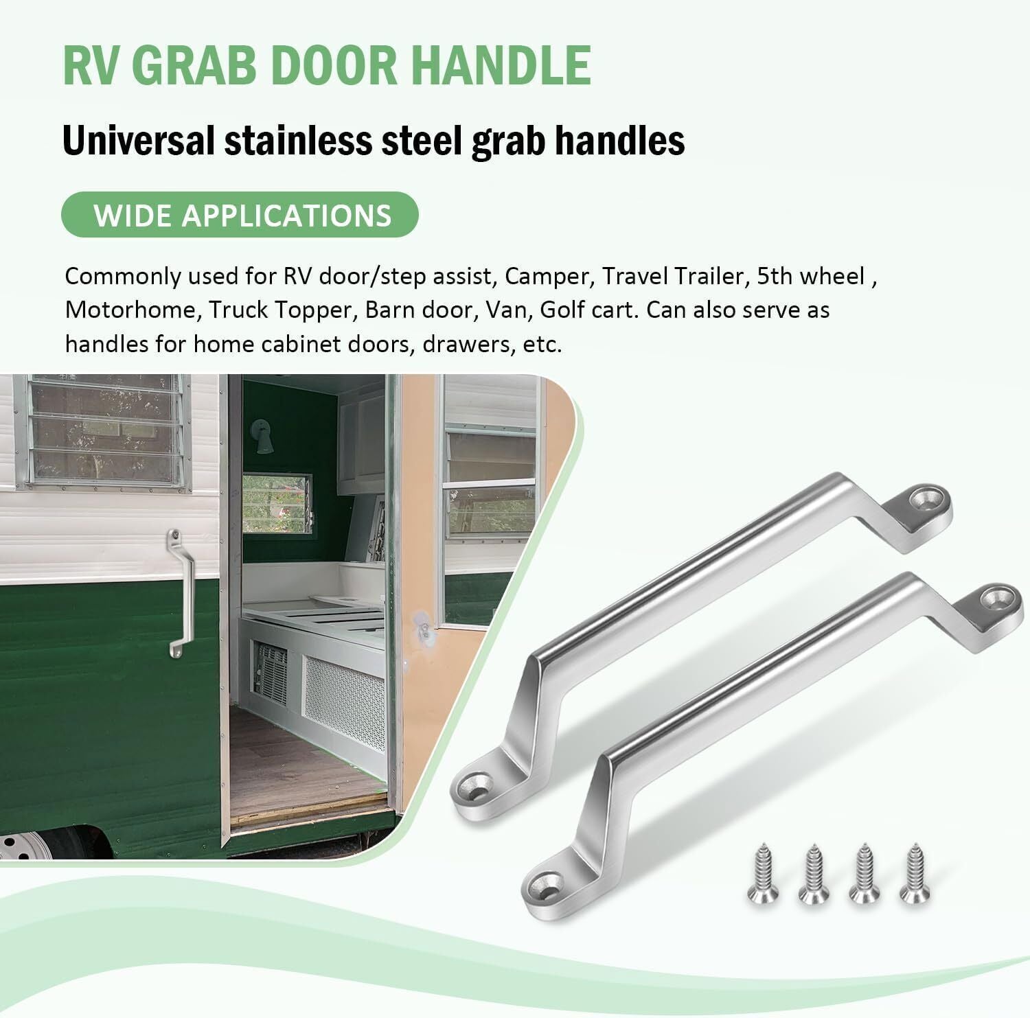 2Pcs Boat Truck Cargo Trailer RV Door Grab Handle Assist Bar Camper Gate Metal