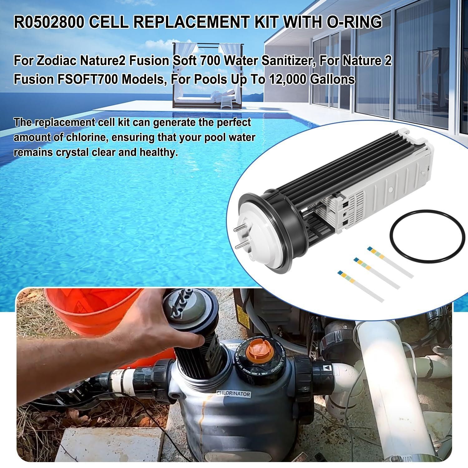 Replacement for Zodiac R0502800 Nature2 Fusion Soft 700 Replacement Cell Kit