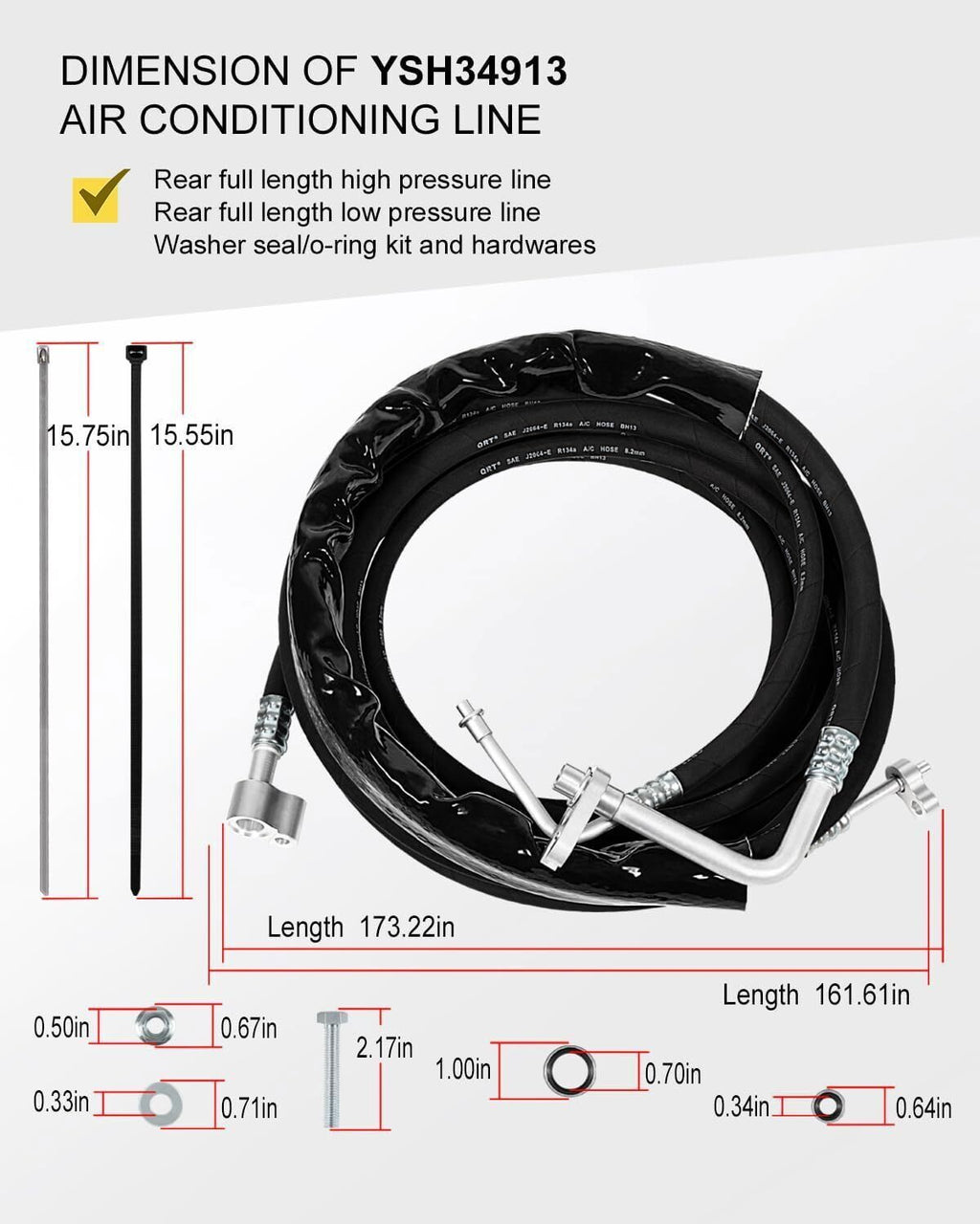 YSH34913 For 2015-2020 Chevy Tahoe GMC Yukon Escalade Rear/Aux AC Line Set