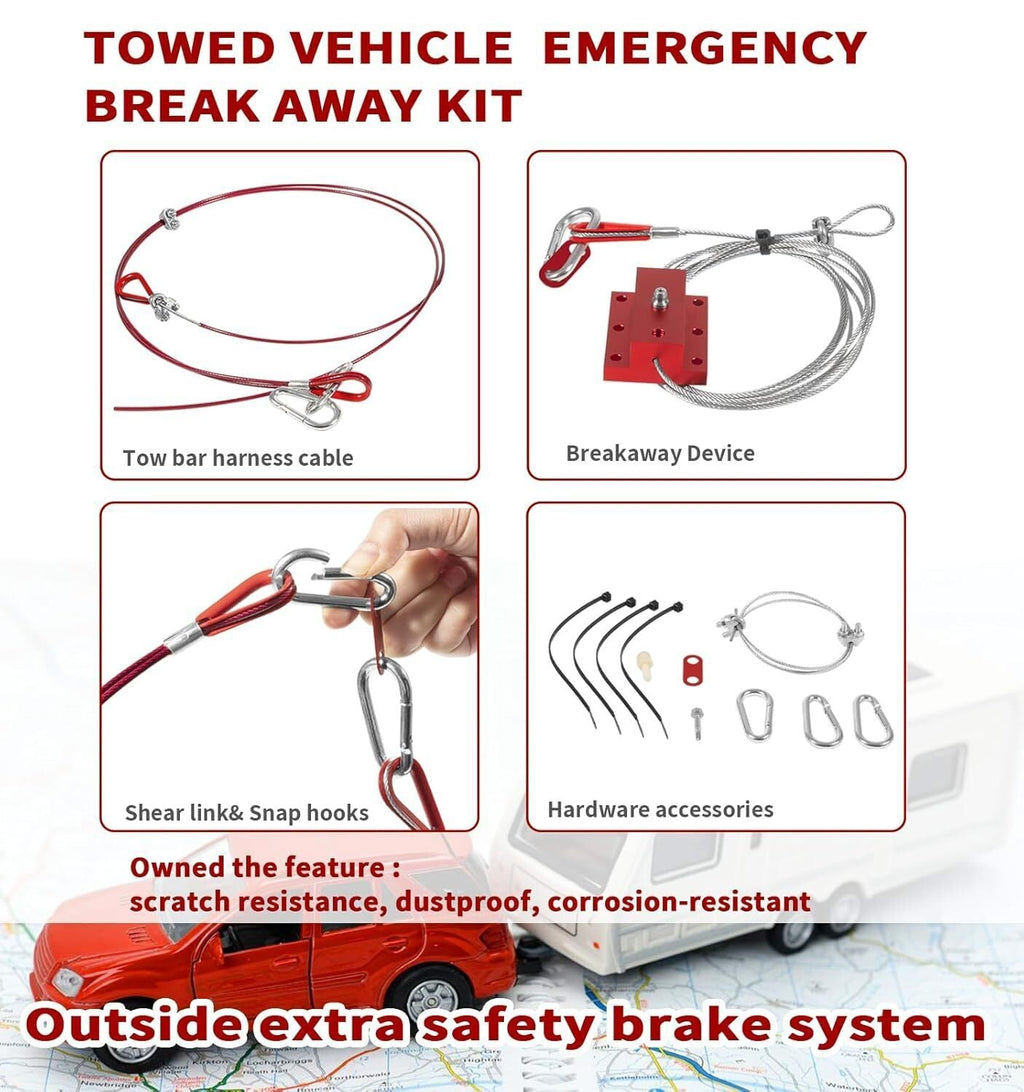 Break Away Device and RB-011 Trailer Brake System Fitment for RV Towed Vehicle