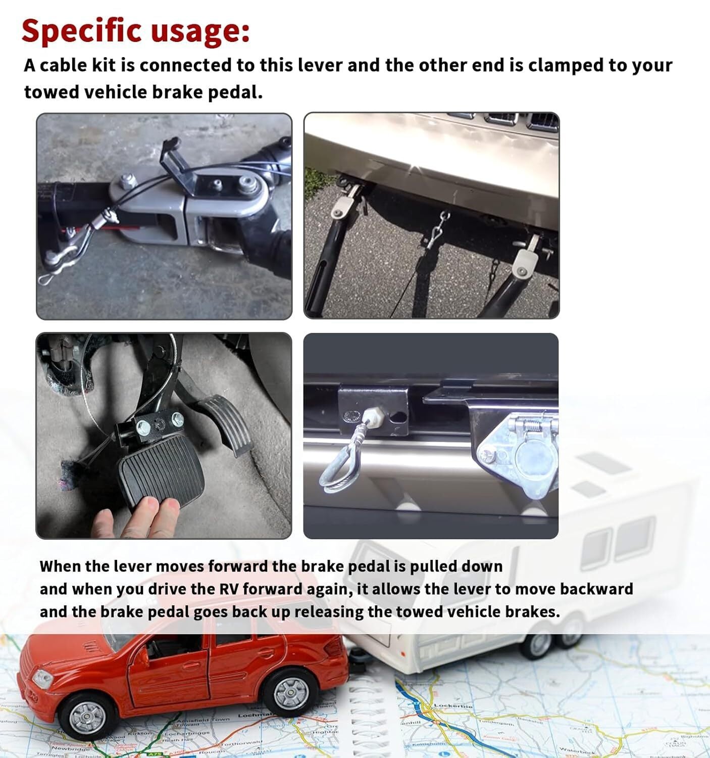 Break Away Device and RB-011 Trailer Brake System Fitment for RV Towed Vehicle