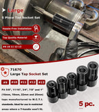 71670 Large Tap Socket Set For 5/8", 11/16", 3/4", 7/8" and 1" Taps, 1/2" Drive