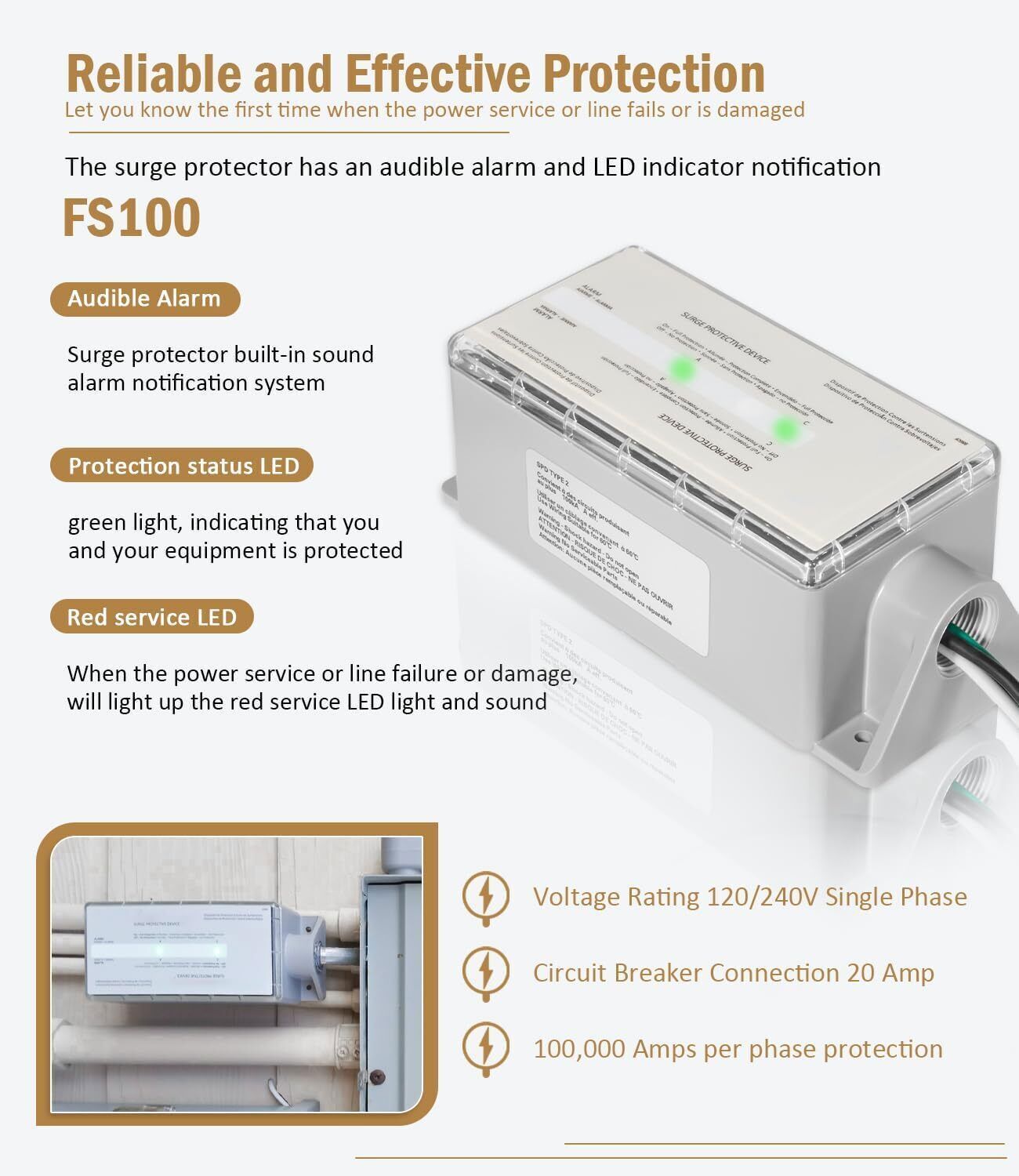 FS100 Whole House Surge Protection Device Replacement for Siemens FS100