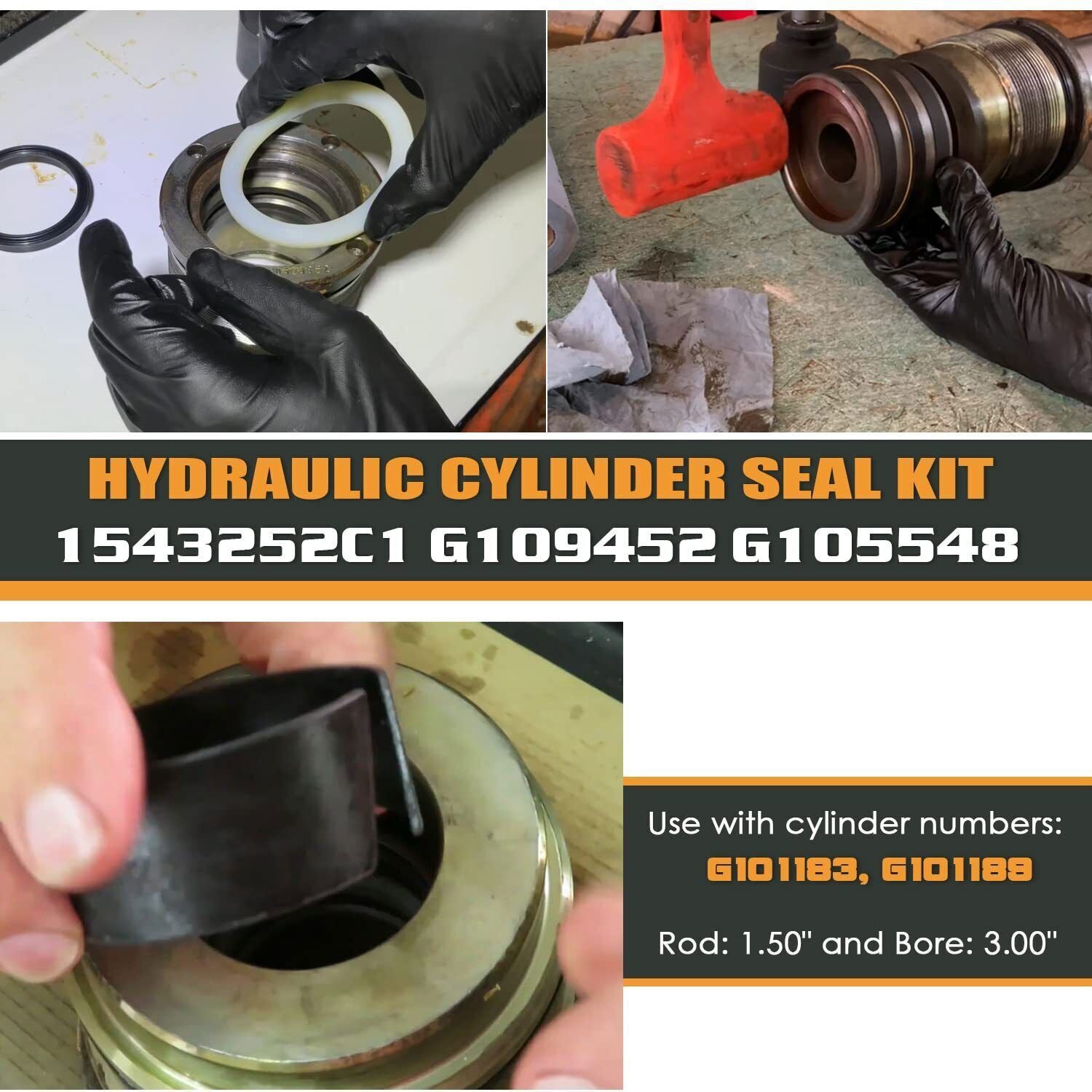 1543252C1 G109452 Hydraulic Cylinder Seal Kit 1.5” Rod 3” Bore for Case G105548