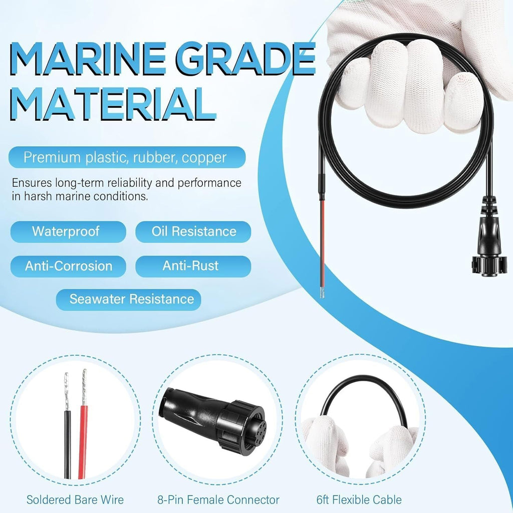 PC12 Power Cord 6' Power Cable for Humminbird SOLIX ION ONIX Fishfinder 720085-1