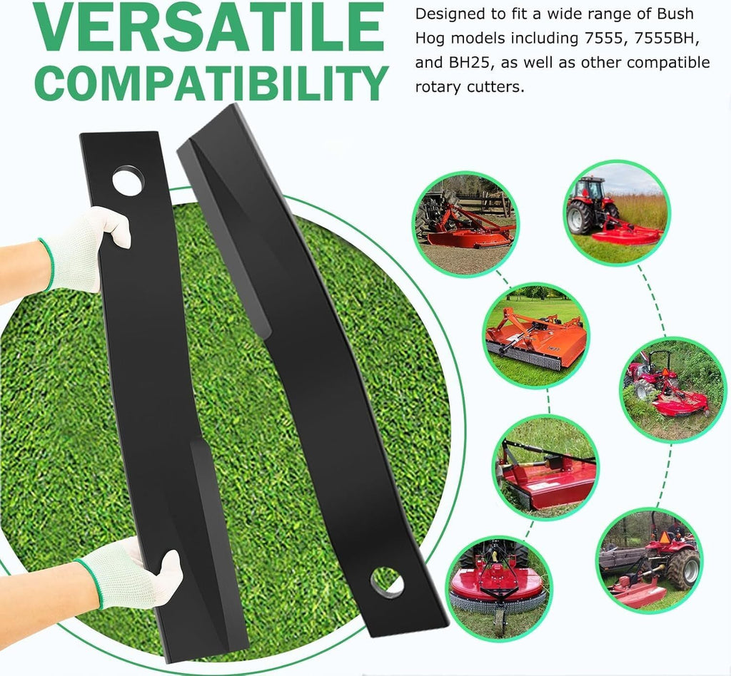 7555 Rotary Cutter Blades 24’’x3/4" Lawn Mower Blades For Bush Hog, 2 Blade Set