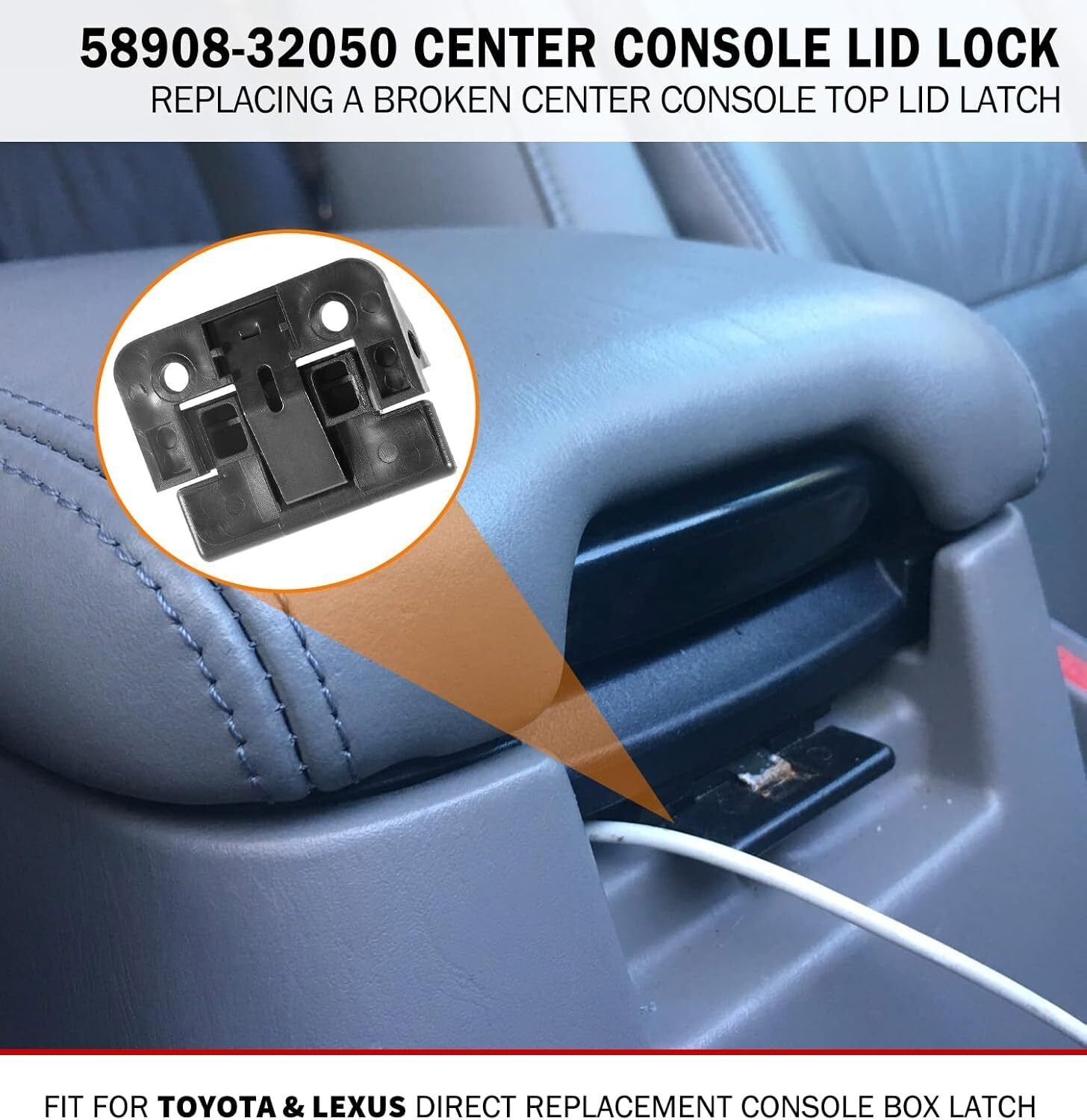 For Toyota Lexus Center Console Latch Armrest Lid Lock Clip Replace 58908-32050
