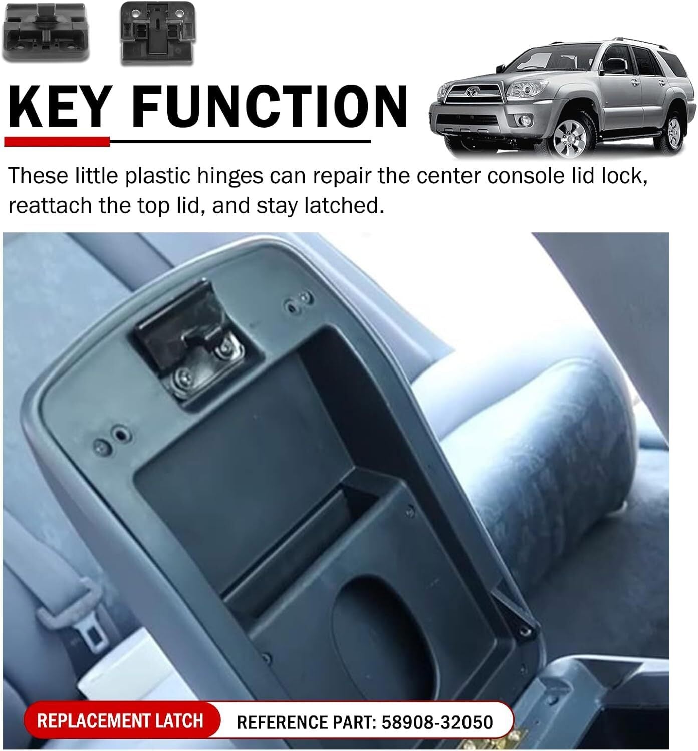 For Toyota Lexus Center Console Latch Armrest Lid Lock Clip Replace 58908-32050