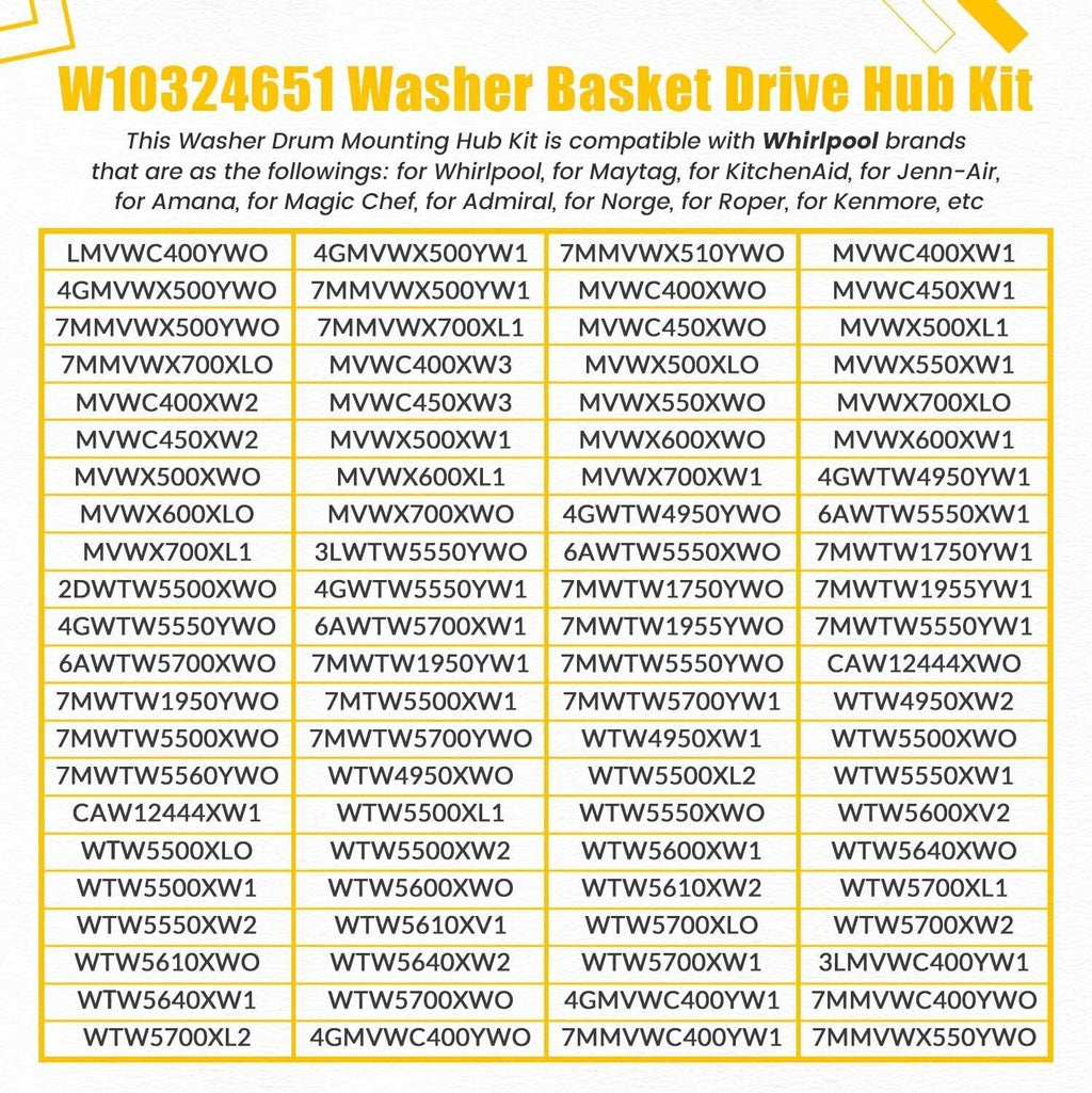 Washer Basket Drive Hub Kit Drive Hub Replacement For Whirlpool Maytag W10324651