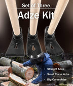 Straight&Big Curve Adze, Small Curve Adze for Woodworking Tool Log Carving Tools
