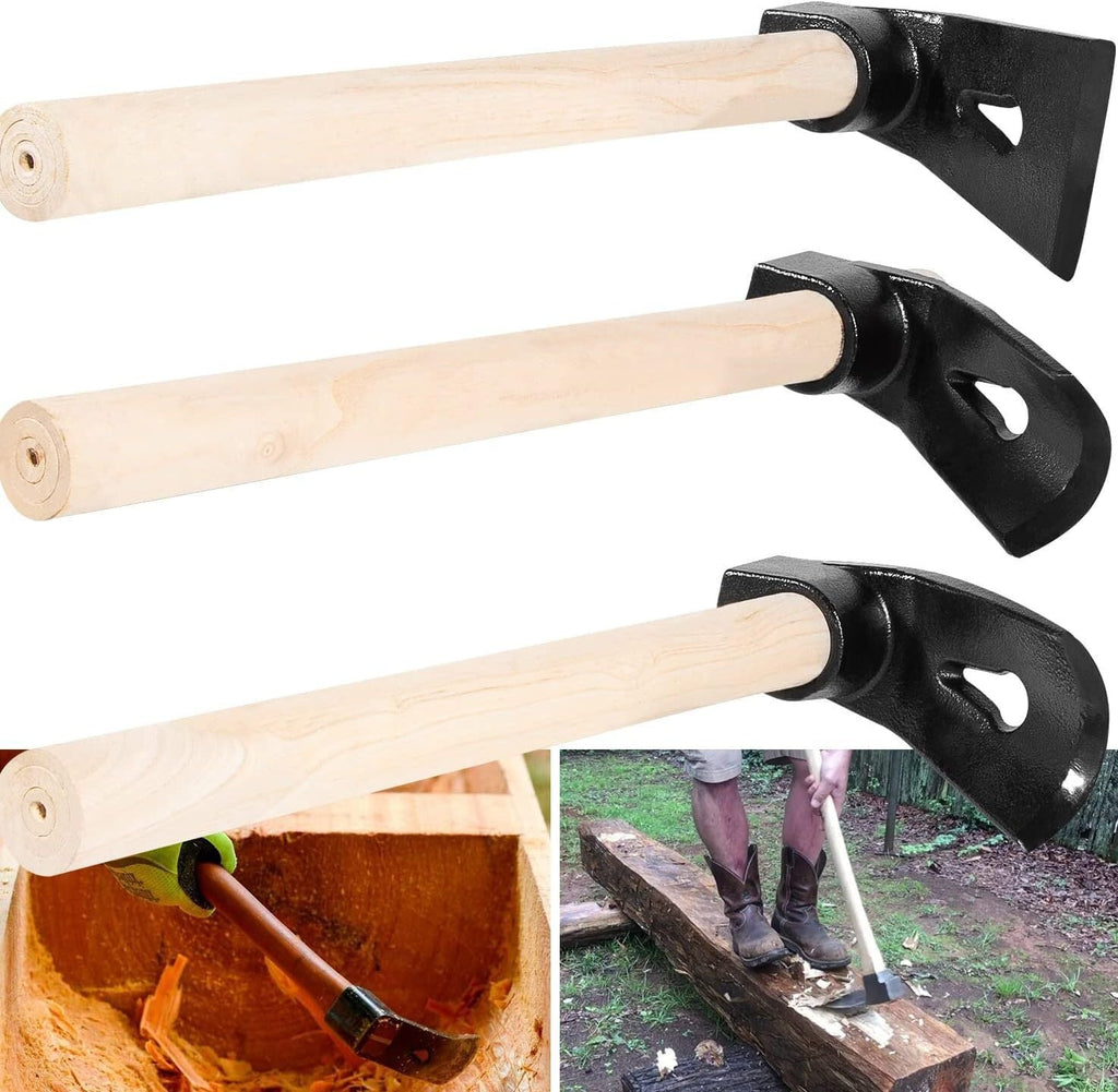 Straight&Big Curve Adze, Small Curve Adze for Woodworking Tool Log Carving Tools