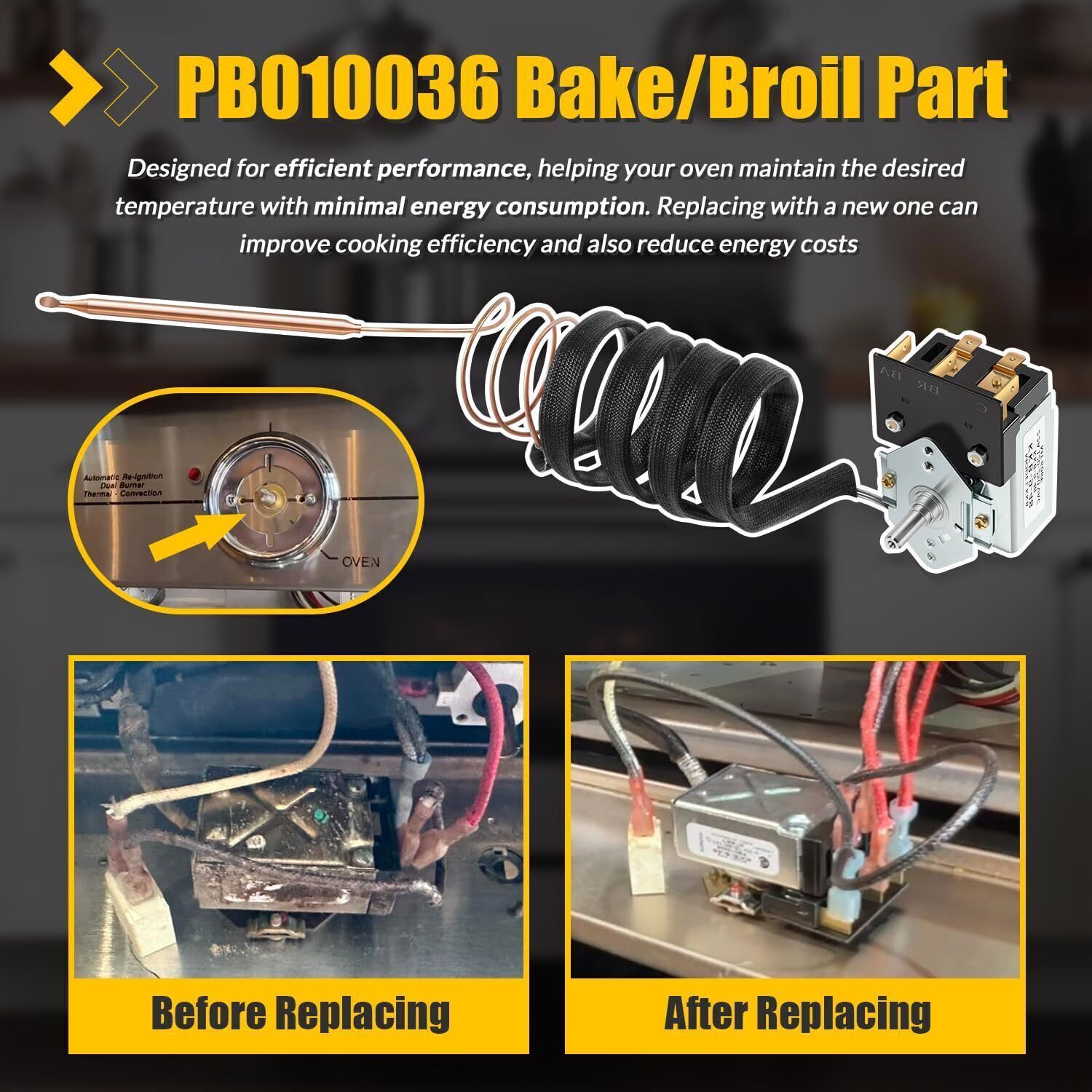 PB010036 KKB-9-48 Bake/Broil Thermostat Fits Viking Ranges, Awoco, Stove Oven