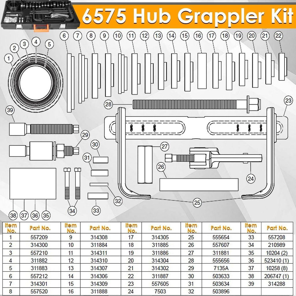 6575 Hub Grappler Kit for Vehicle Wheel Hub and Bearing Removal Installation
